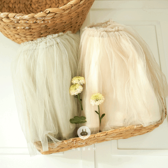 부드러운 솜사탕 한입 - beige, olive sweet baby tutu skirt
