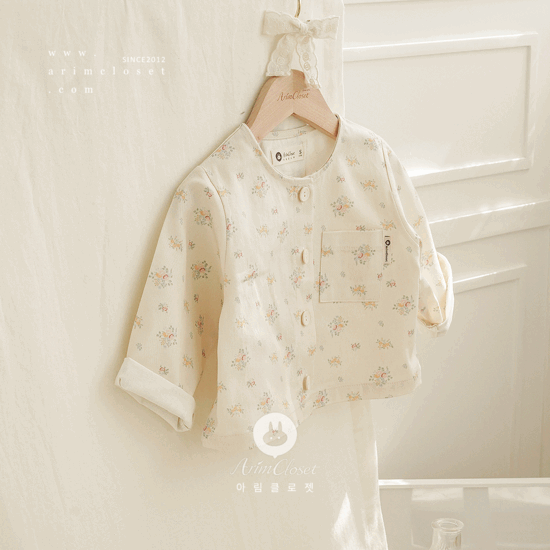 쪼꼬미의 어여쁜 오늘의 코디_자켓 - flower denim baby cotton jaket