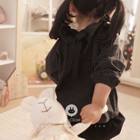 [3차제작] 쪼꼬미에게 반한 쪼꼬미- gray baby cotton dot blouse