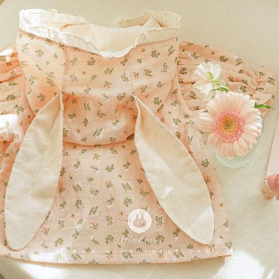 [3차제작] 핑크 꽃들을 좋아하는 귀여운 아기토끼에게.. - small flower lovely pink + lace ribbon cotton baby blouse or cardigan