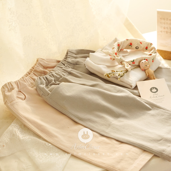 [sale] 귀여운 쪼꼬미 궁뎅이 팡팡 - pink &amp; gray cotton baby pants