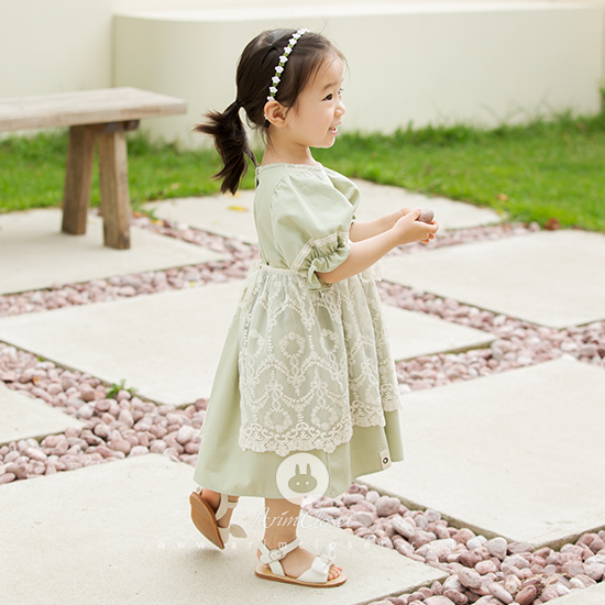 [7차제작] 싱그러운 꽃잎이 흩날리는 여름 날에 쪼꼬미 손잡고 :) - olive green lace point lovely cotton baby summer dress