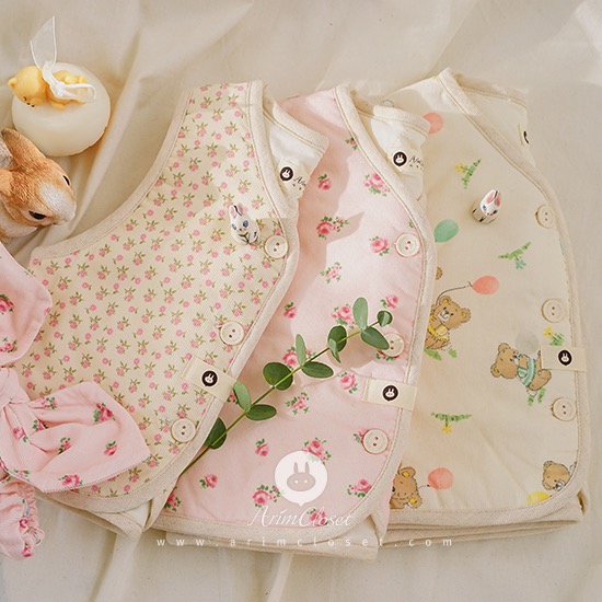[2차제작] 쪼꼬미 시절에 귀염하고도 따스하게 :) -  so cute pink, flower, bear cotton 2oz vest