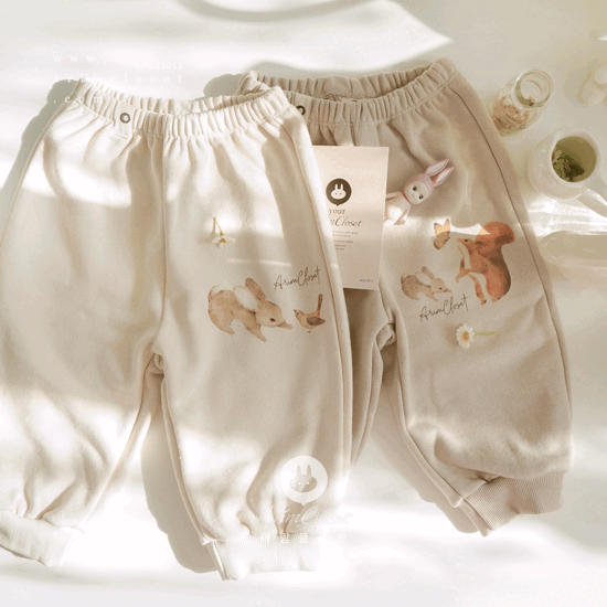 [4차제작]  토끼랑 다람쥐랑 보내는 즐거운 시간_bottom - beige / cream cute baby cotton pants