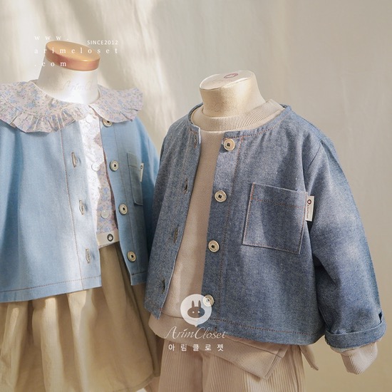 [2차제작] 쪼꼬미의 귀여운 오늘의 코디 &gt;.&lt; - light blue or deep blue denim baby cotton jaket