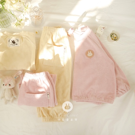 귀염둥이 쪼꼬미들 손잡고 나들이가지요~- pink, light yellow cotton top and pants cute set