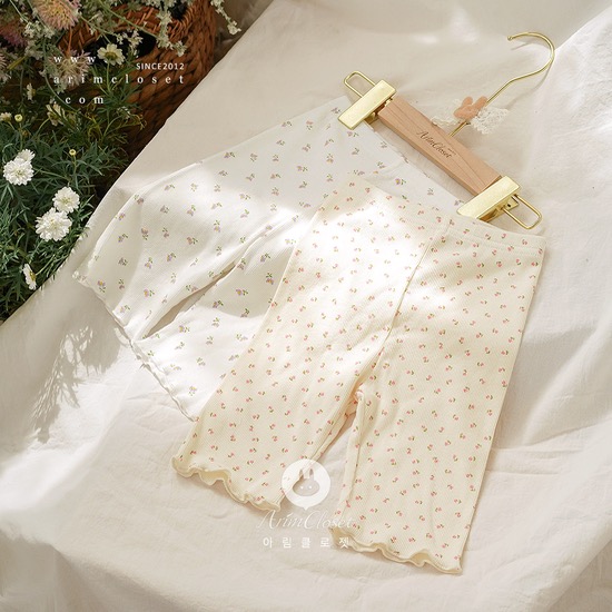 [new10%↓ 4.18 11am까지] 귀여운 쪼꼬미의 귀여운 7부 꽃 레깅스 - cute flower basic baby soft  frill leggings