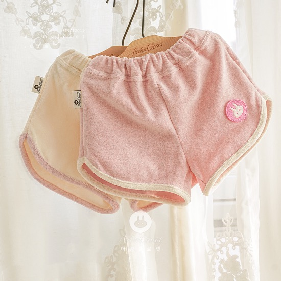 쪼꼬미의 깜찍한 외출 &gt;.&lt; - cream, pink cute baby cotton terry pants