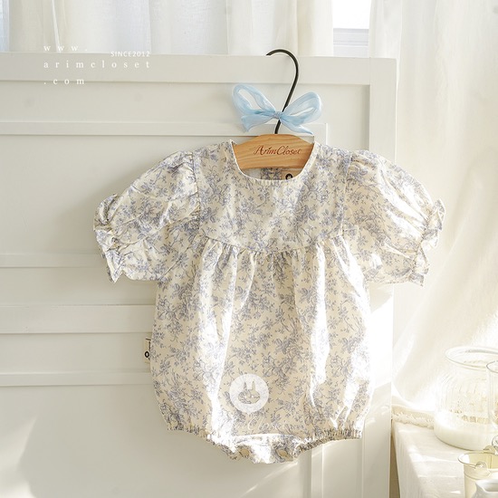 [new10%↓ 5.21 11am까지] 라일락 꽃향기에 행복한 우리아가라죠 :) _summer -  lovely blue flower cotton  baby bodysuit