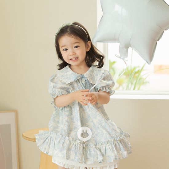 [6차제작] 쪼꼬미 앨리스는 곧 토끼를 만날시간이라죠 &gt;.&lt; - so romantic blue print and lace point baby dress