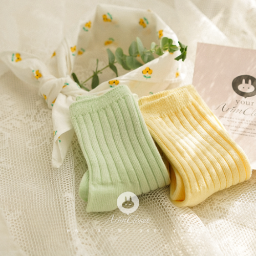 [8차입고] 병아리반 귀요미 쪼꼬미 양말이래요 - mint &amp; yellow baby socks (2ea 1set)